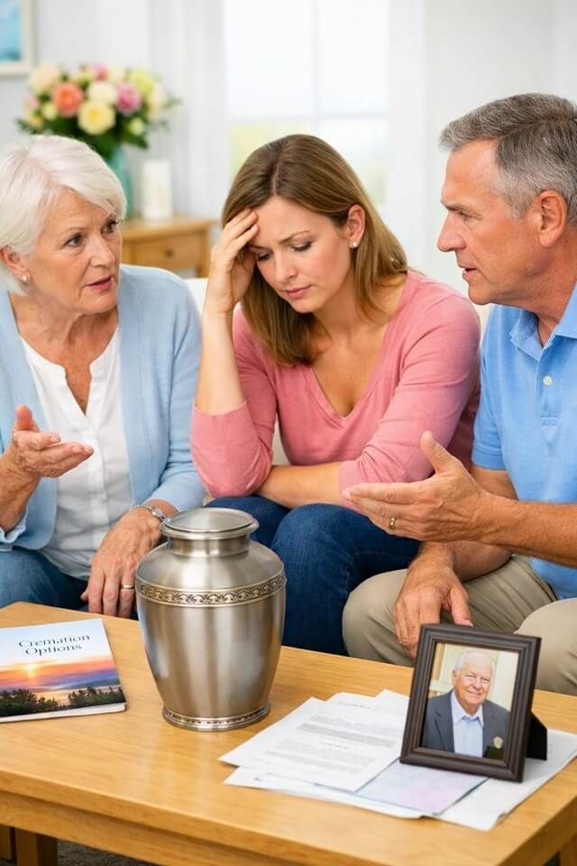 a family discussing cremation options in Beltsville, MD