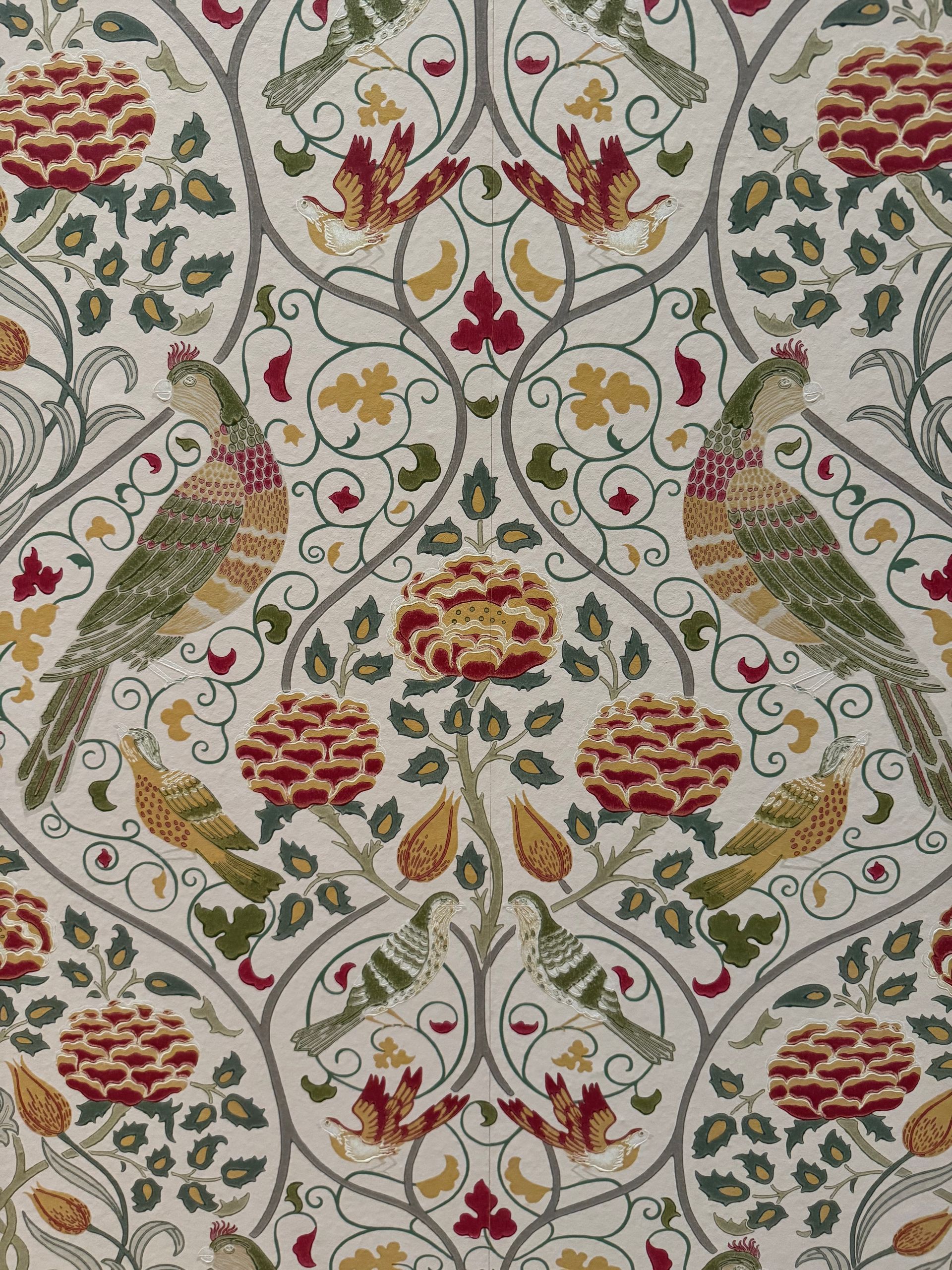 May Morris wallpaper design, birds and flowers