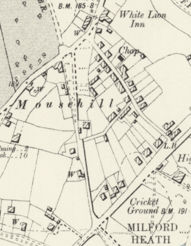Early 20th-century map of Moushill, Surrey