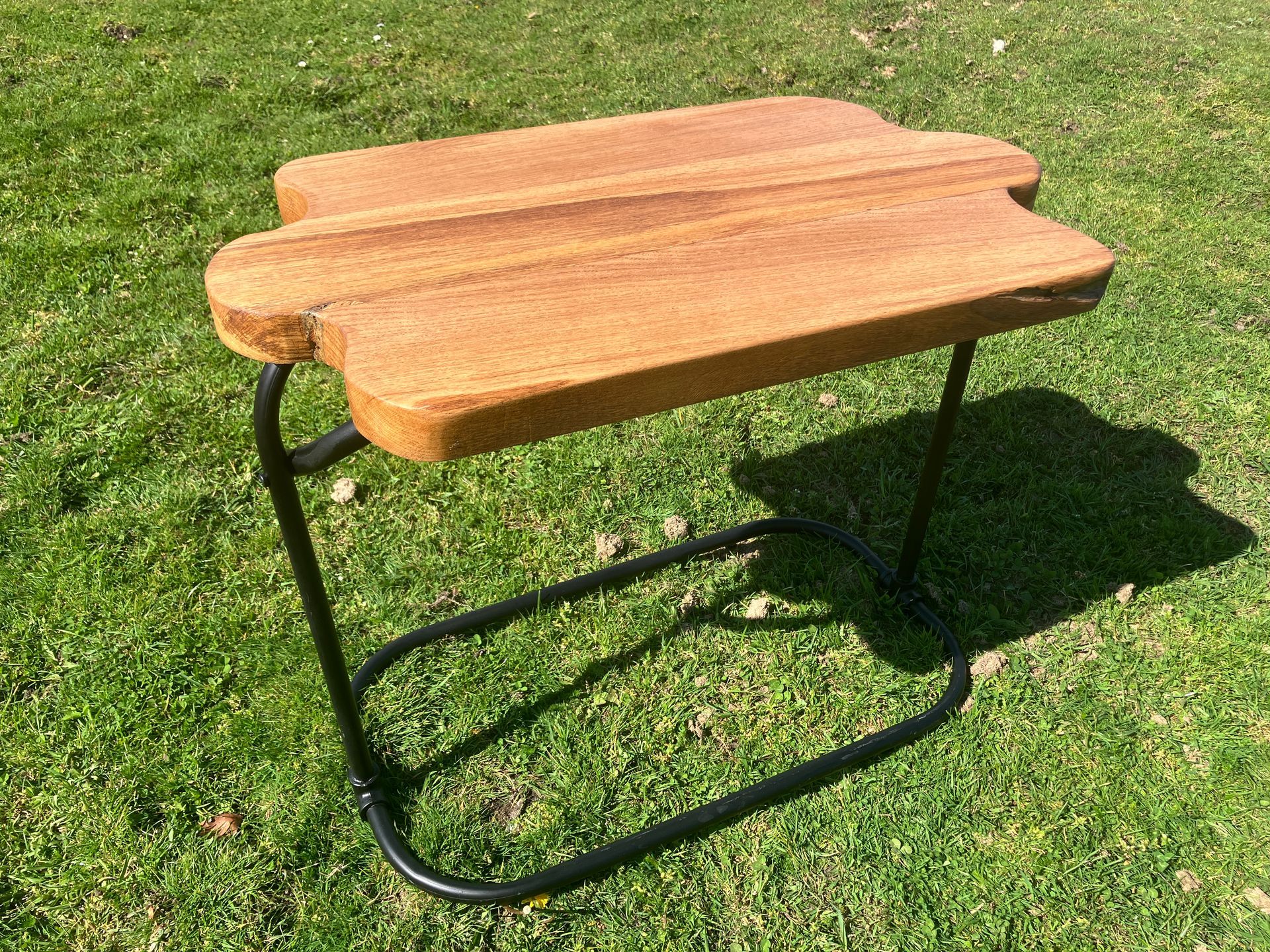 Jigsaw shaped oak coffee table