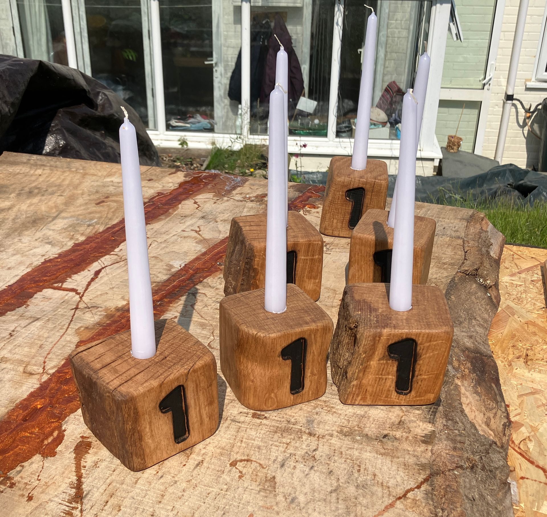 Custom made number 1 candlesticks