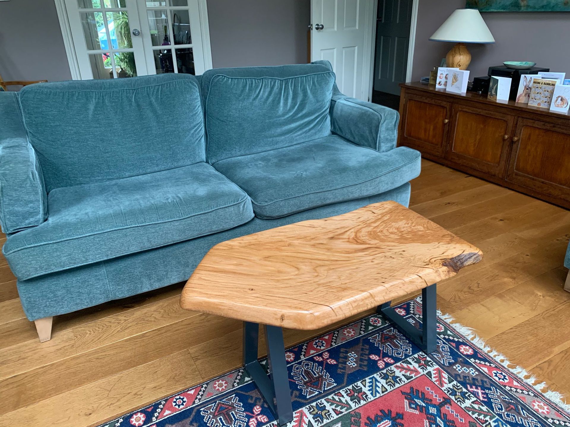 Oak coffee table in living room