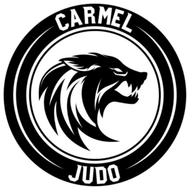 Carmel Judo logo with a black lion head in a circular black-and-white emblem