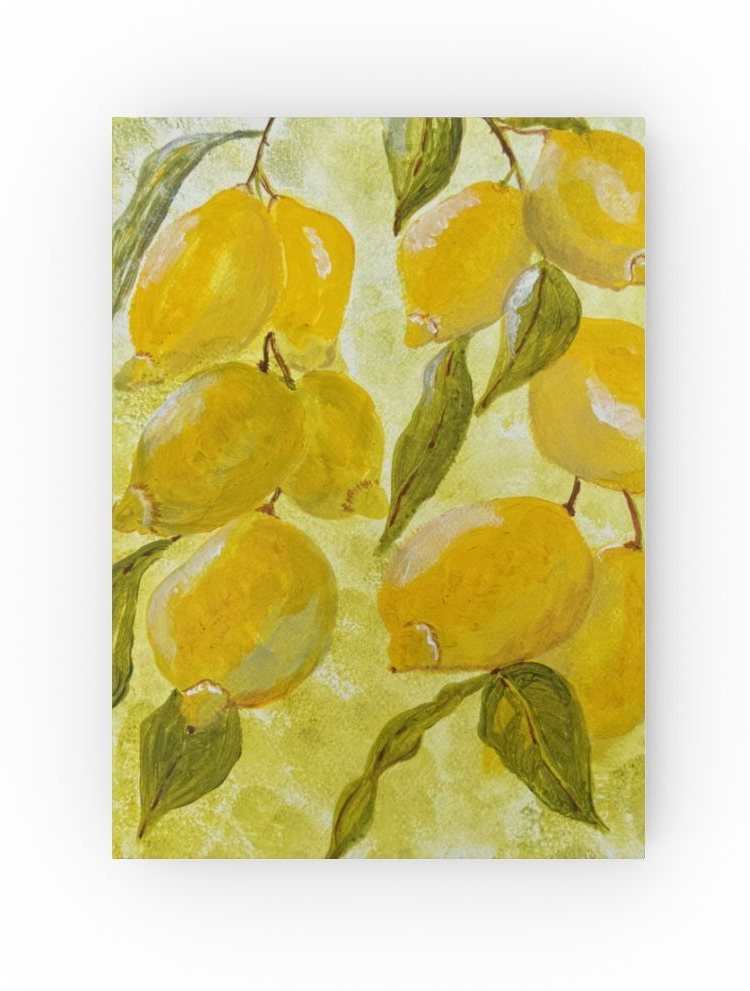 Lemon pattern hardback journal with yellow citrus artwork cover