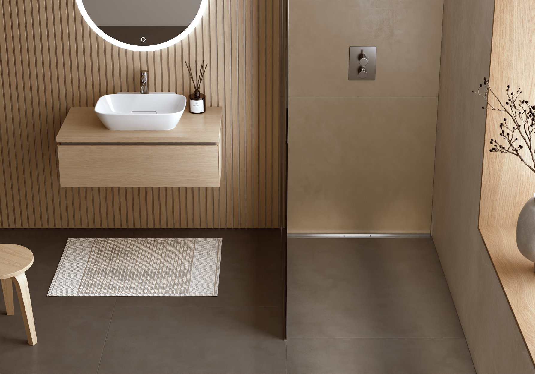 Geberit CleanLine30 douchevloergoot RVS badkamer muur