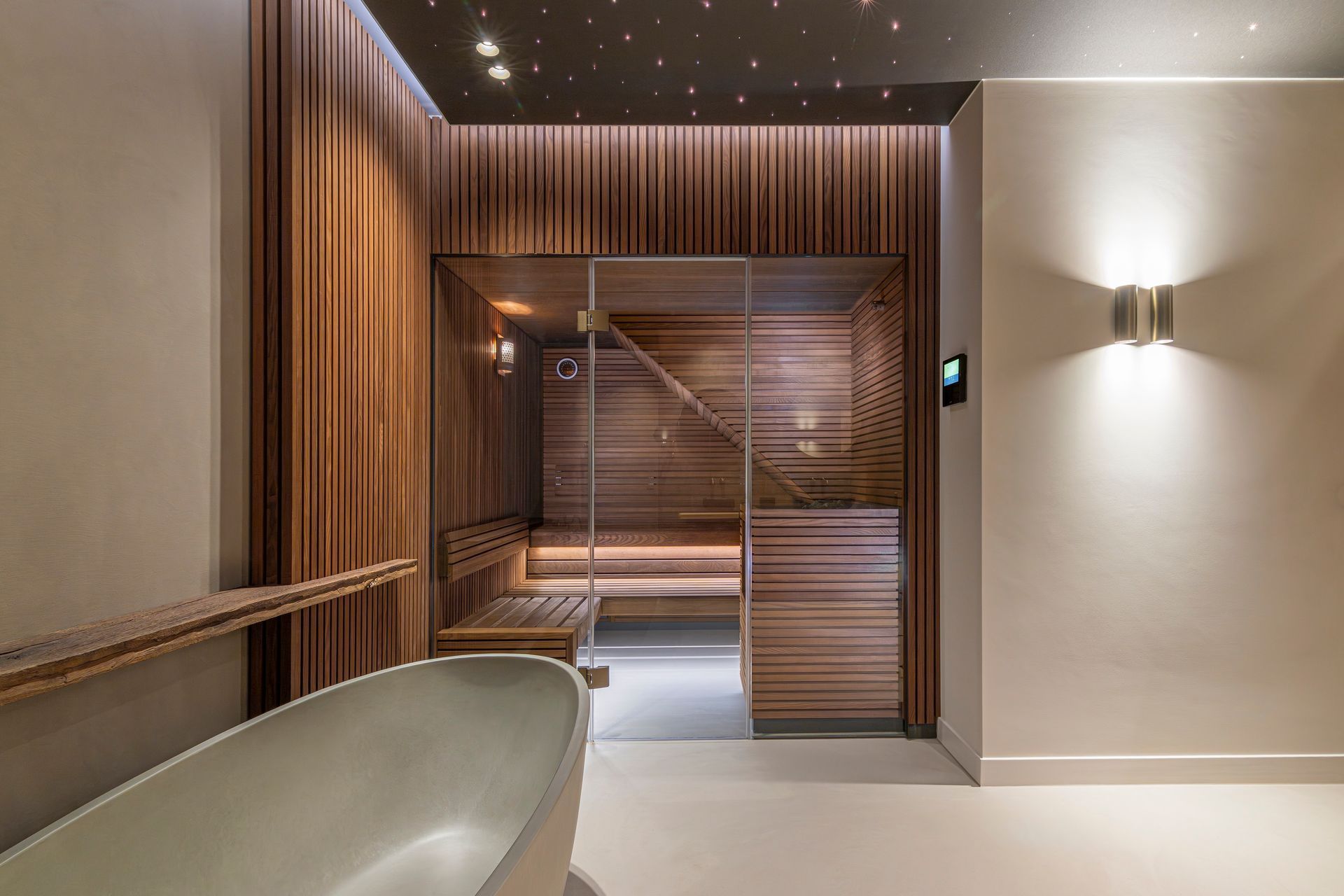 KLAFS referentie dijkhuis Premium sauna badkamer liggend