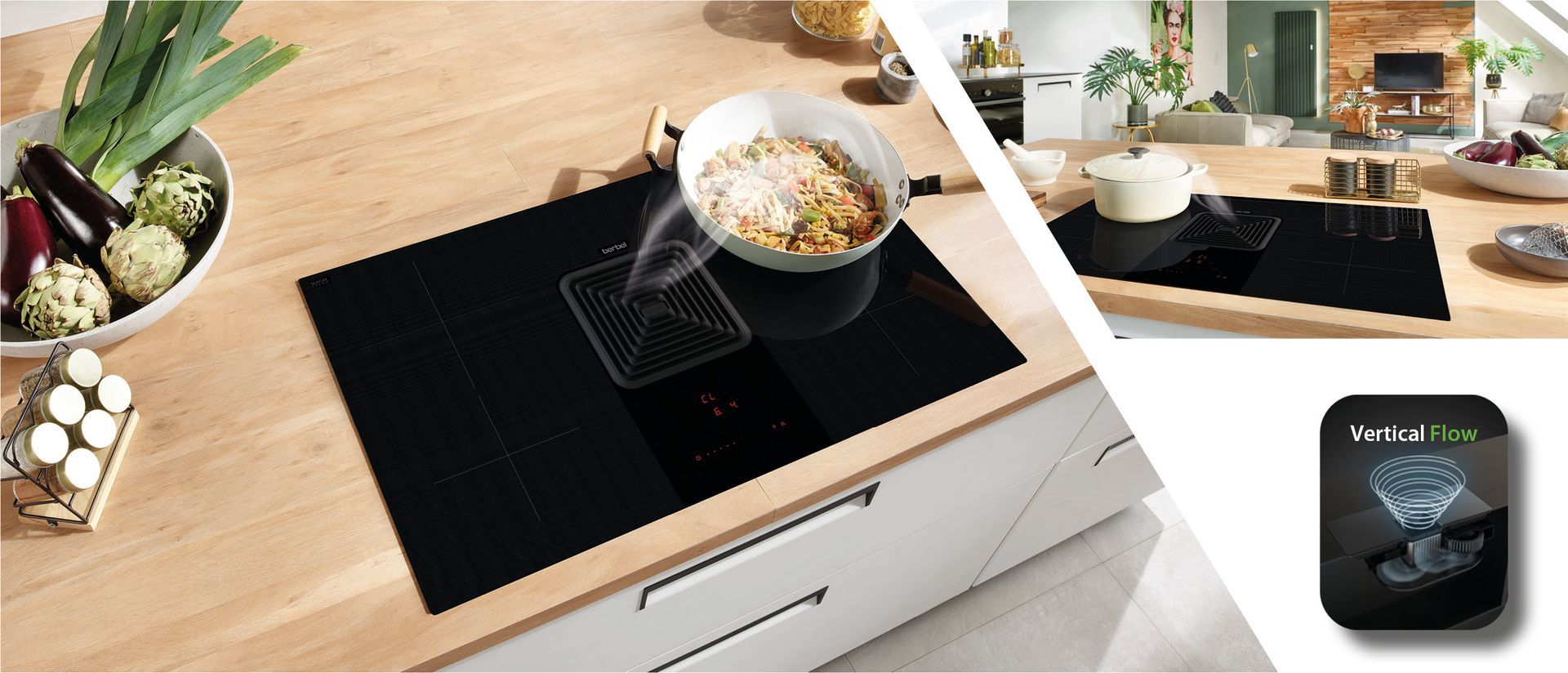 De nieuwe berbel kookveldafzuiging Downline Compact met Vertical Flow-technologie