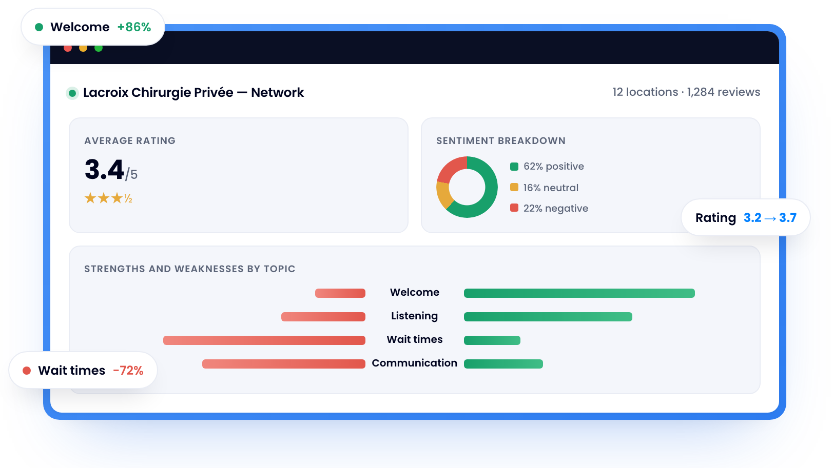 The Dilypse dashboard with screenshot of a website with a review on it.