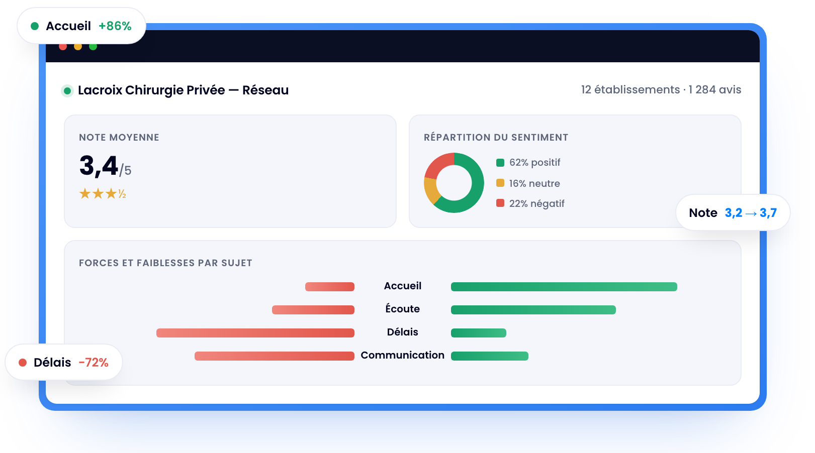 The Dilypse dashboard with screenshot of a website with a review on it.