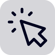 A black and white icon of a mouse pointer on a gray background.