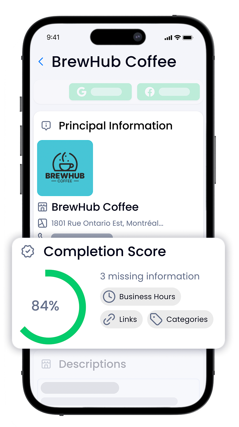 A phone with a brewhub coffee app on it.