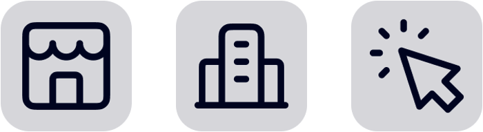 A set of three icons with a arrow pointing to the right.