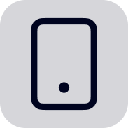 An icon of a cell phone with a circle in the middle.