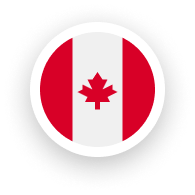 The canadian flag is in a circle with a maple leaf on it.
