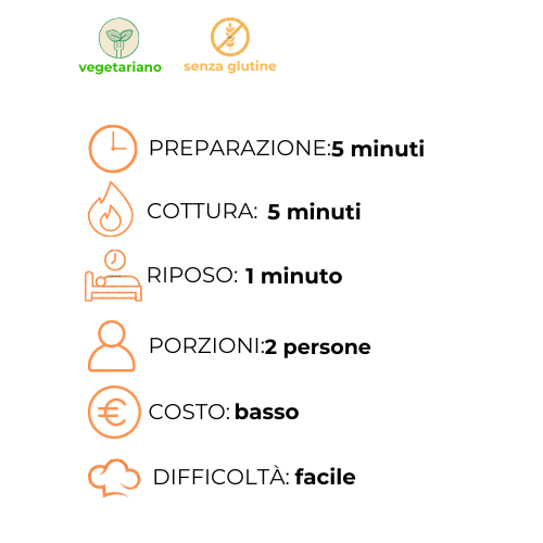Un elenco degli ingredienti e dei tempi di cottura in una lingua straniera.