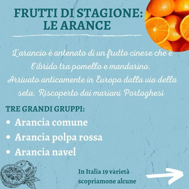 An advertisement for frutti di stagione le arance in italian