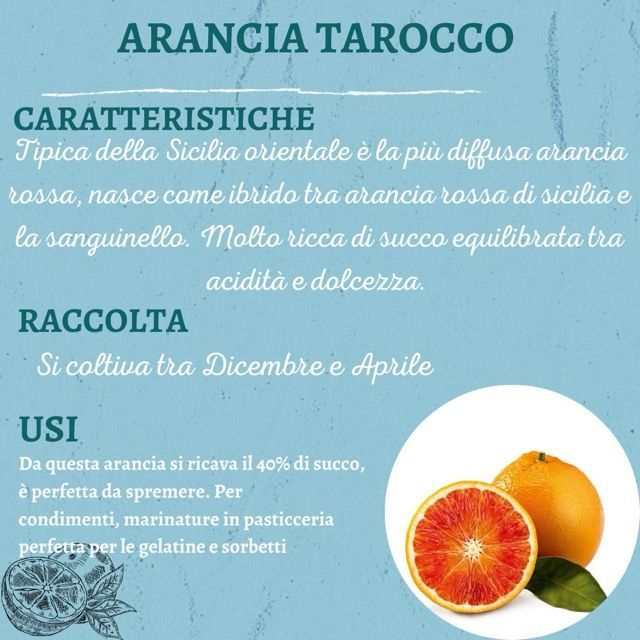 A poster that says arancia tarocco on it