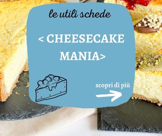 A blue sign that says le utili schede cheesecake mania