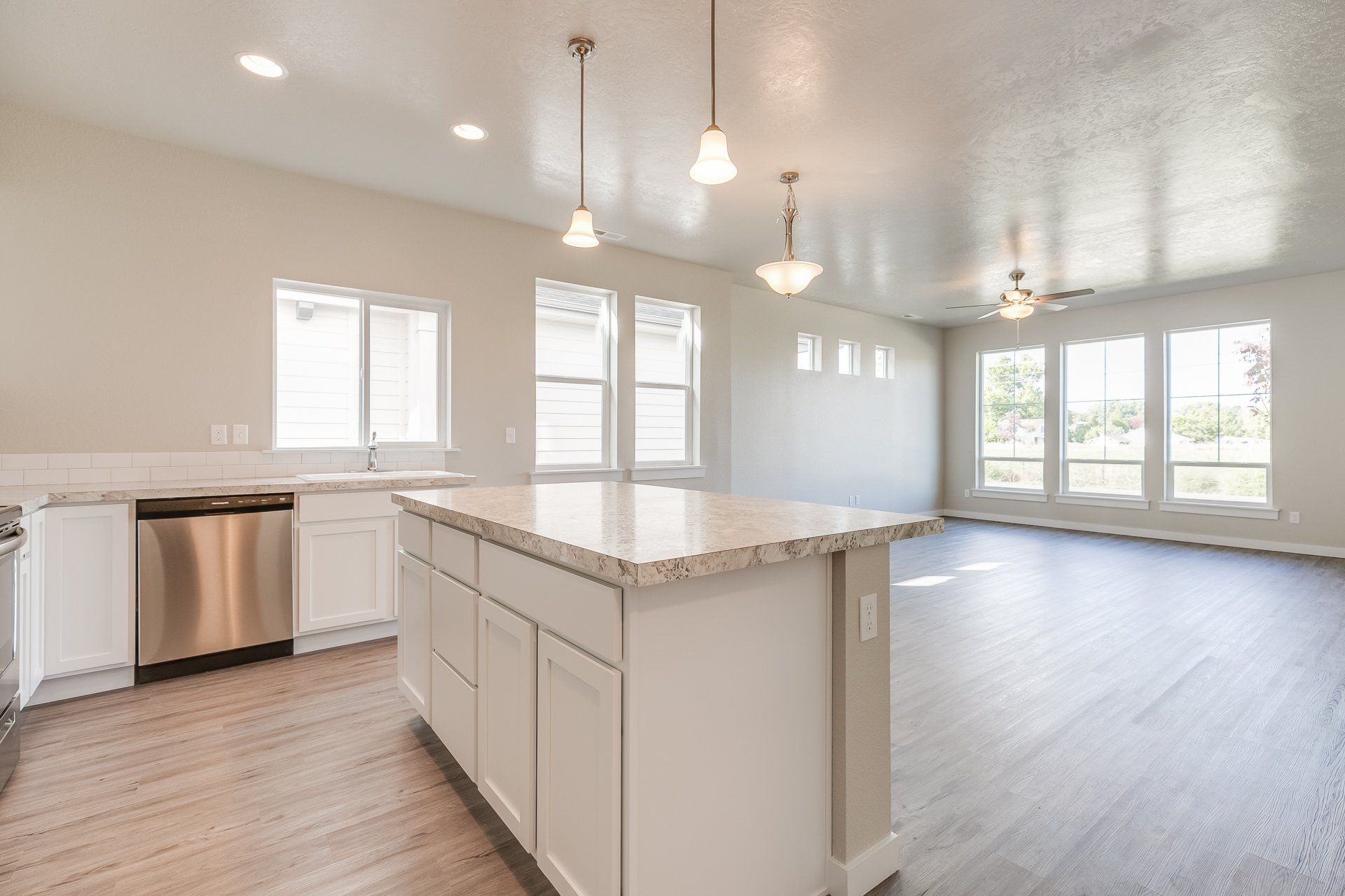 living room and kitchen