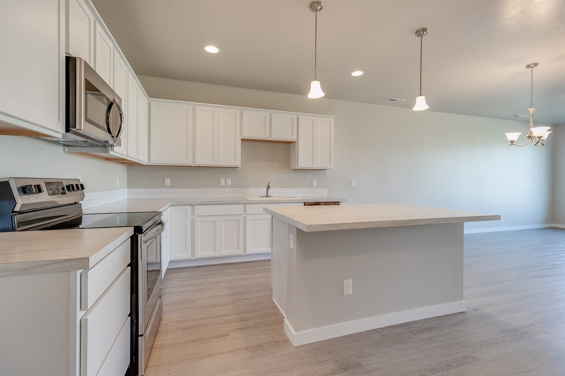 kitchen with white cabinets