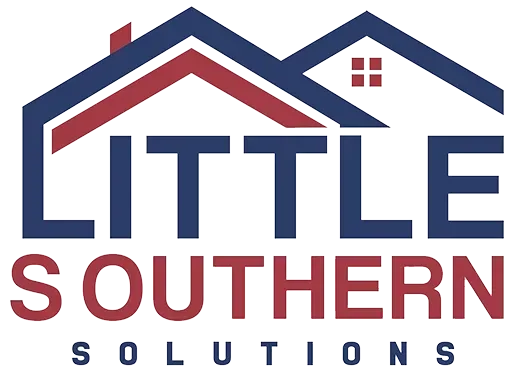 Little Southern Solutions logo in blue and red with house roof icon