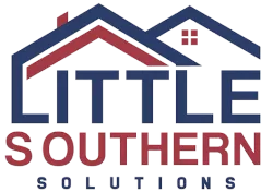 Little Southern Solutions logo in blue and red with house roof icon