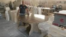 round table with handcrafted marble top