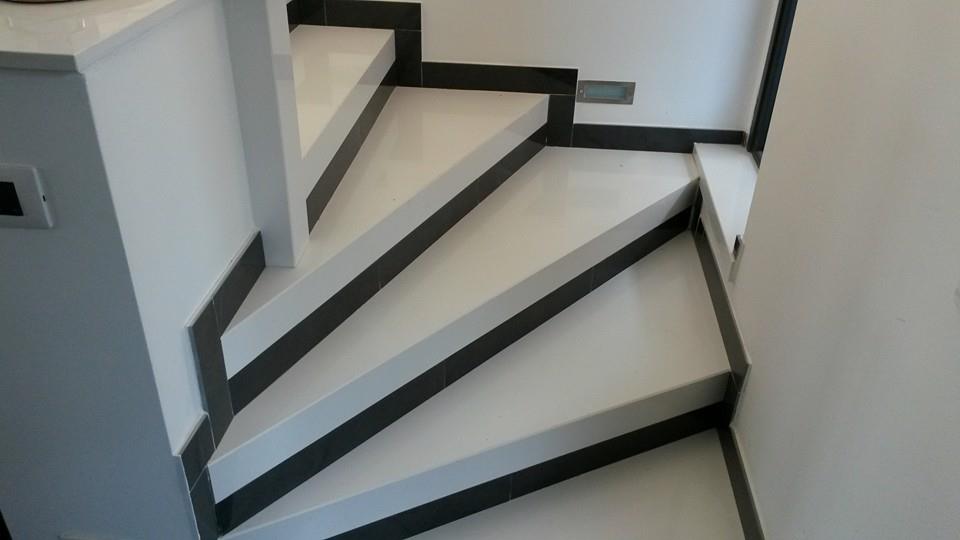 black and white marble interior stairs