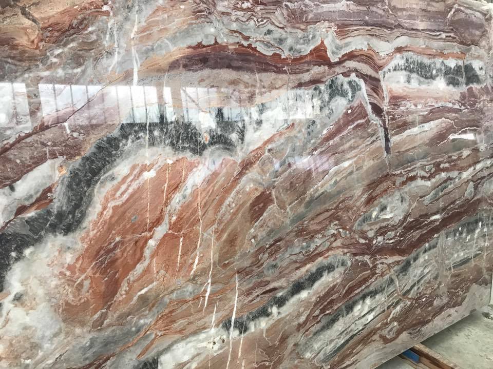 Marble with brown and dark gray veins