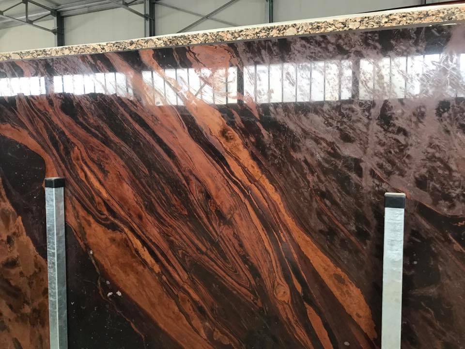 dark marble with copper veins