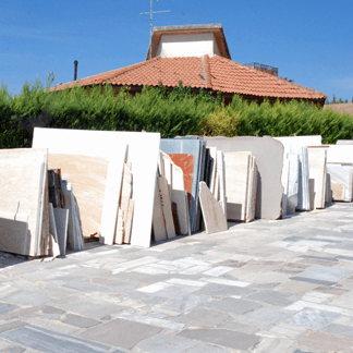 deposit of slabs of natural stones and marble