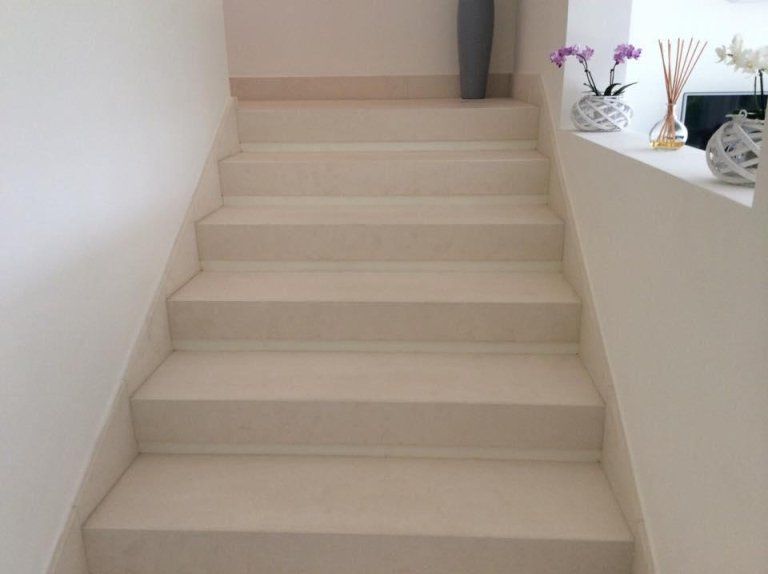 beige interior stone staircase