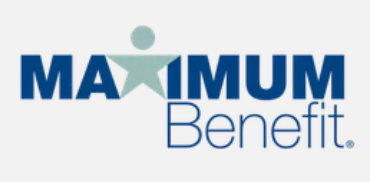 A blue and white logo for maximum benefit