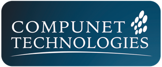 Logo for Compunet Technologies: white text on a dark blue background with a cluster of white dots.