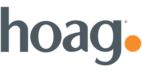 Hoag logo: gray text with an orange dot.