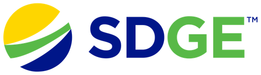 SDGE logo: a stylized globe with blue, green, and yellow arcs, next to SDGE in blue and green text.