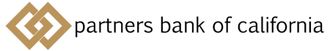 Logo of Partners Bank of California: two interlocked gold diamond shapes, with text 