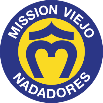 Blue and yellow Mission Viejo Nadadores logo: a stylized 