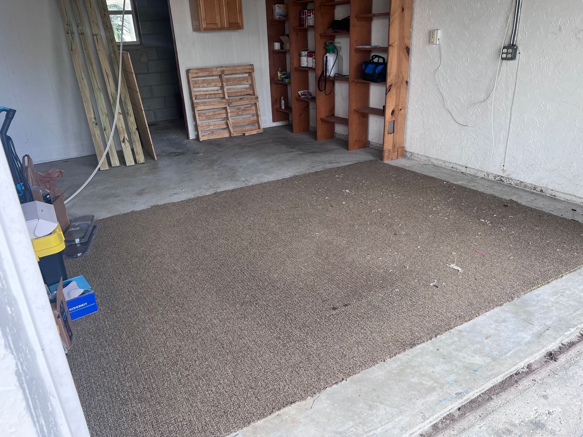 Garage boxes and carboard after