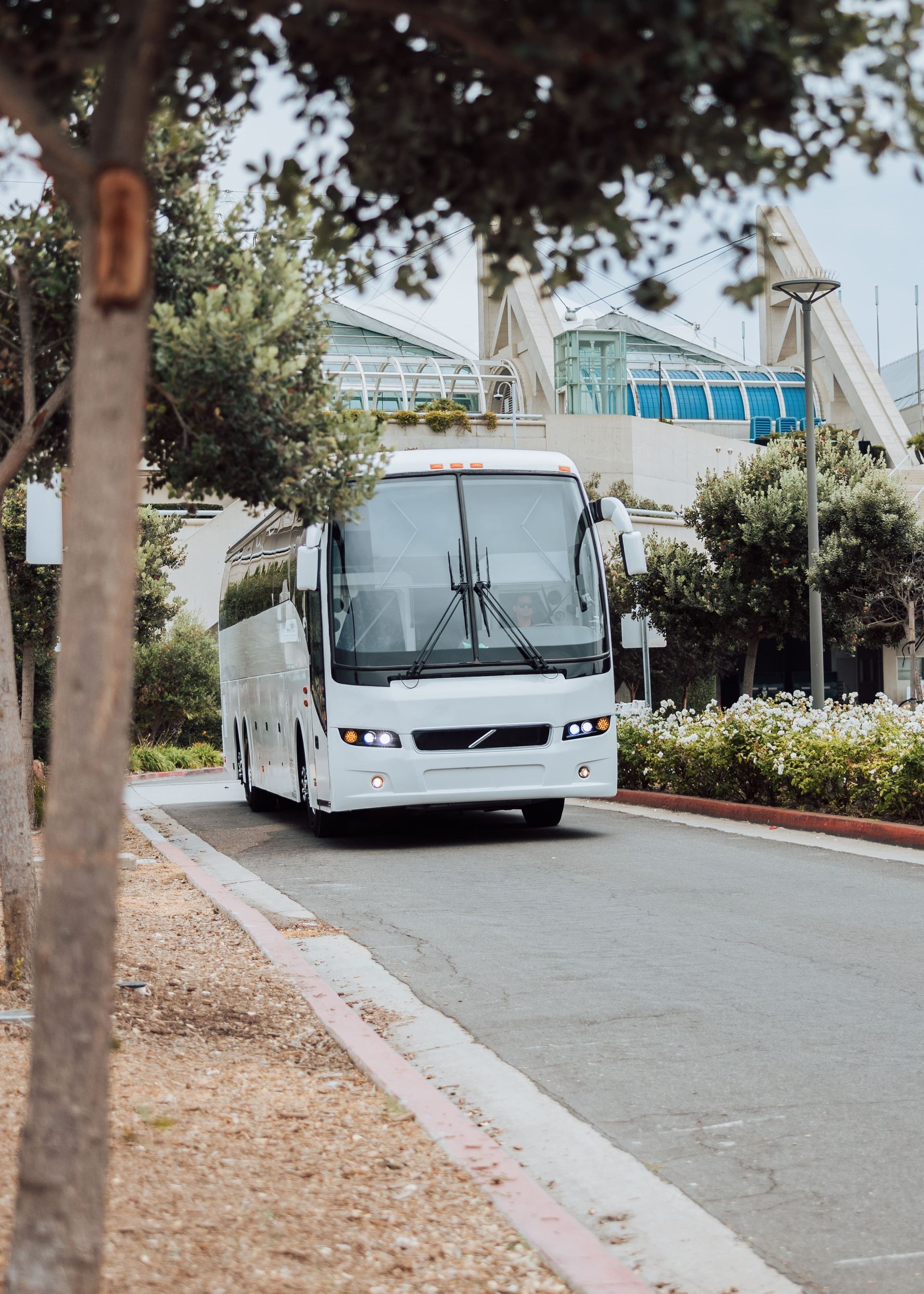 Bus rental at corporate event venue in San Diego