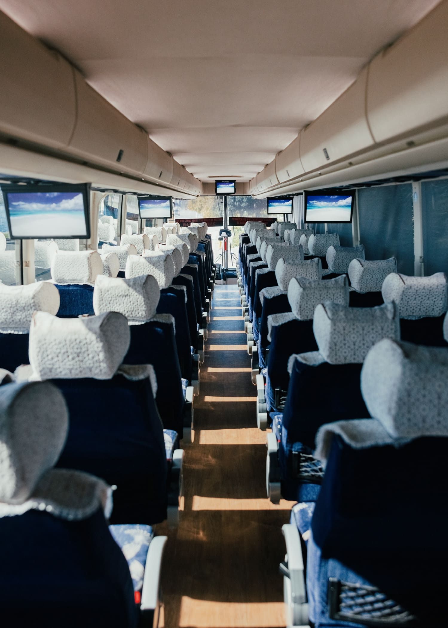 Comfortable charter bus seats for group travel in San Diego