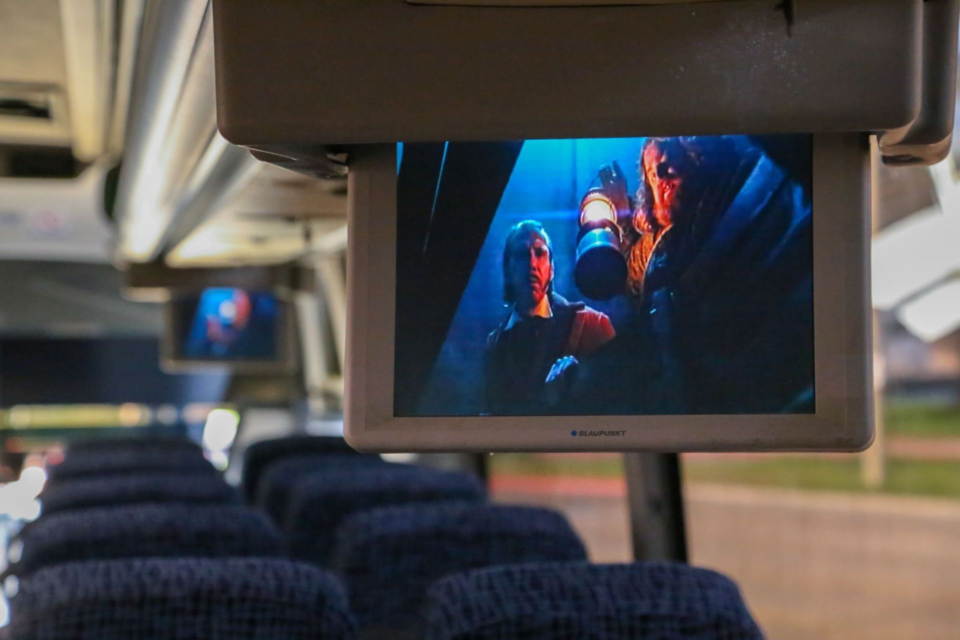 TV and entertainment system in San Diego charter bus