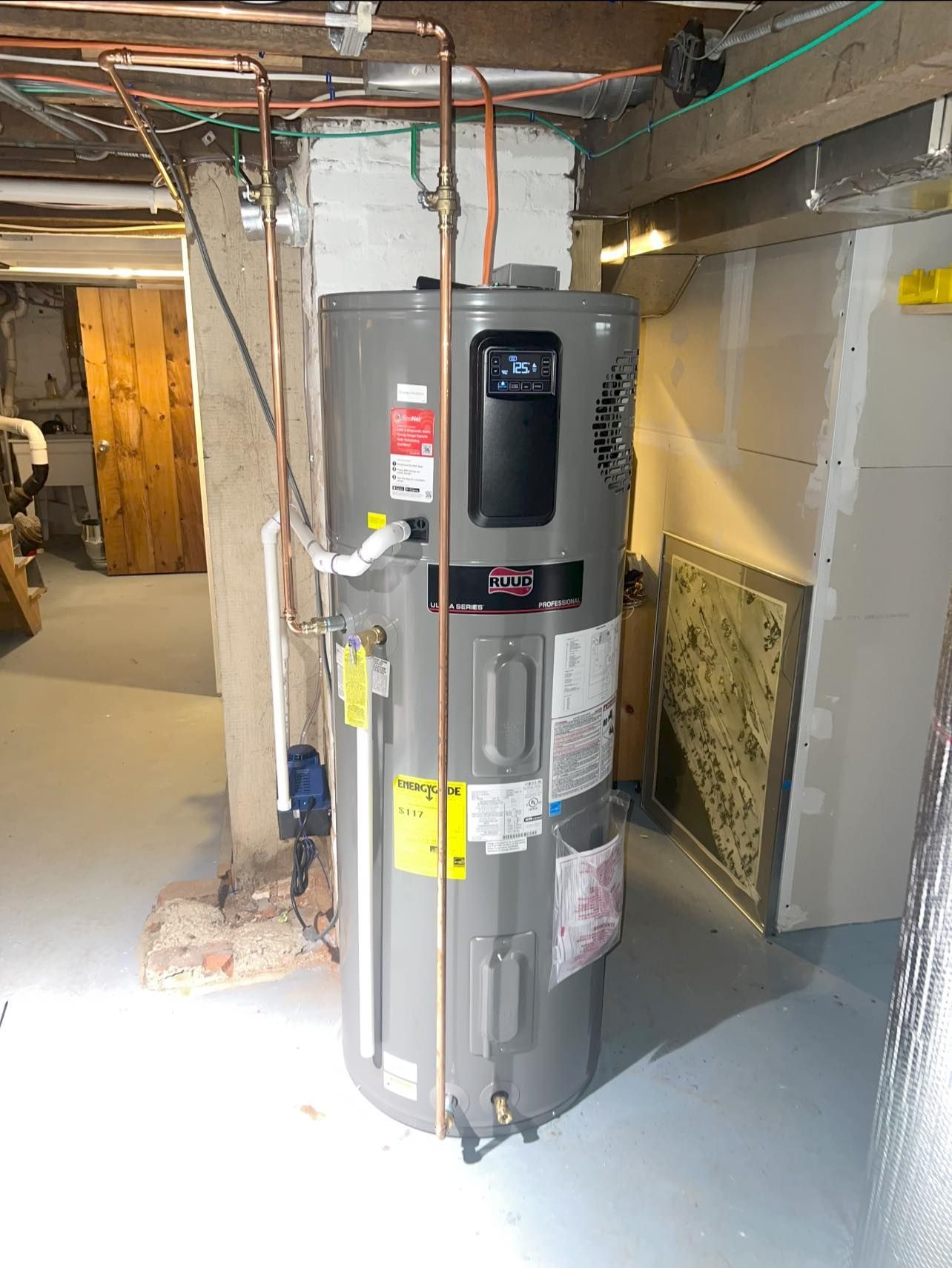 Electric, gas, and tankless water heaters installed to code.