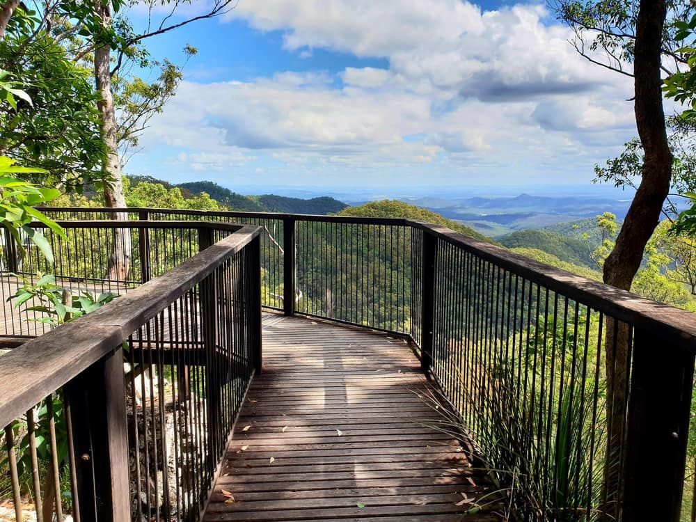 A Wooden Walkway Leading to a Viewpoint Overlooking a Forest — Express Couriers Mackay in Nebo, QLD