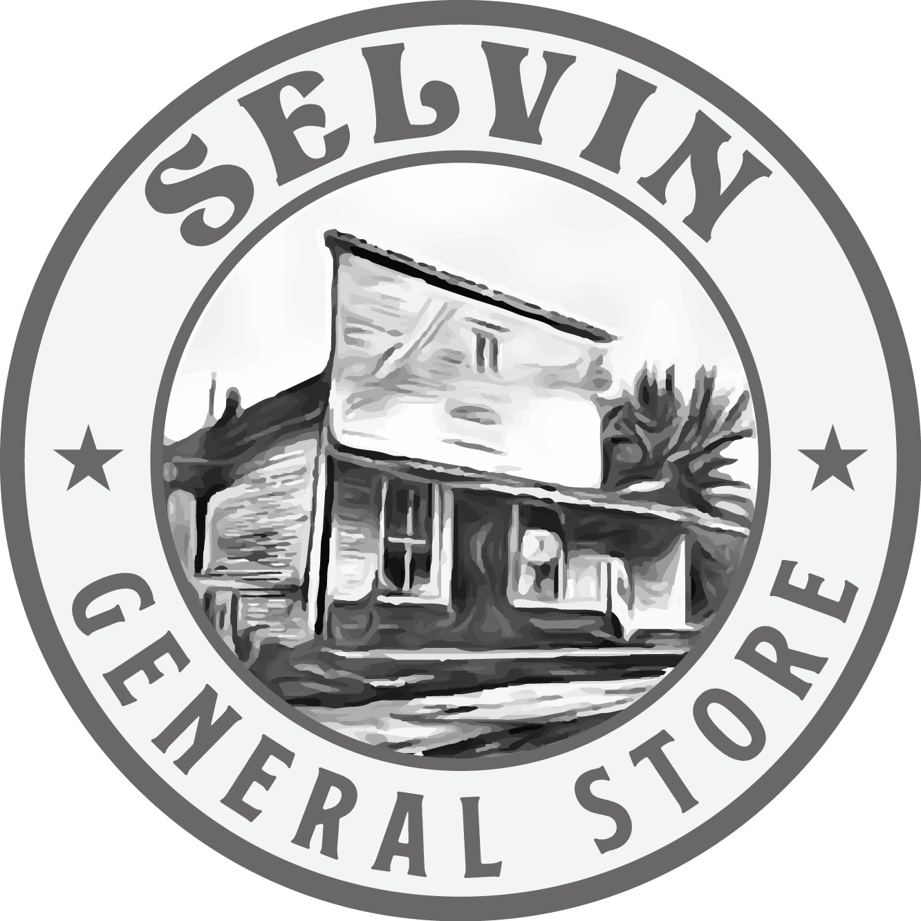A black and white logo for a general store