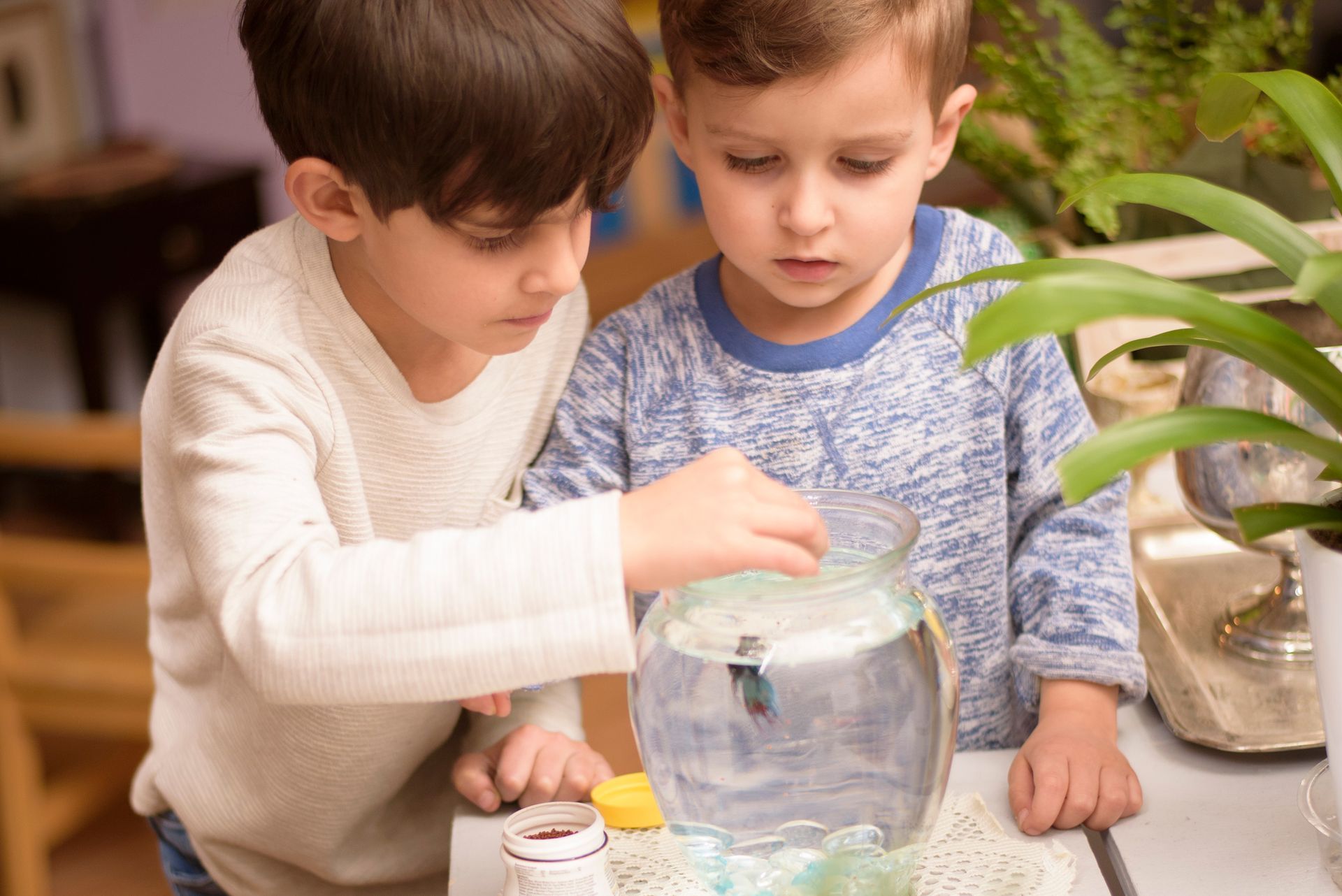 Montessori children working together