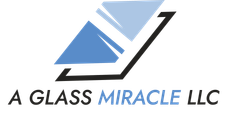 Logo of A Glass Miracle LLC, featuring a geometric design with blue and black elements.