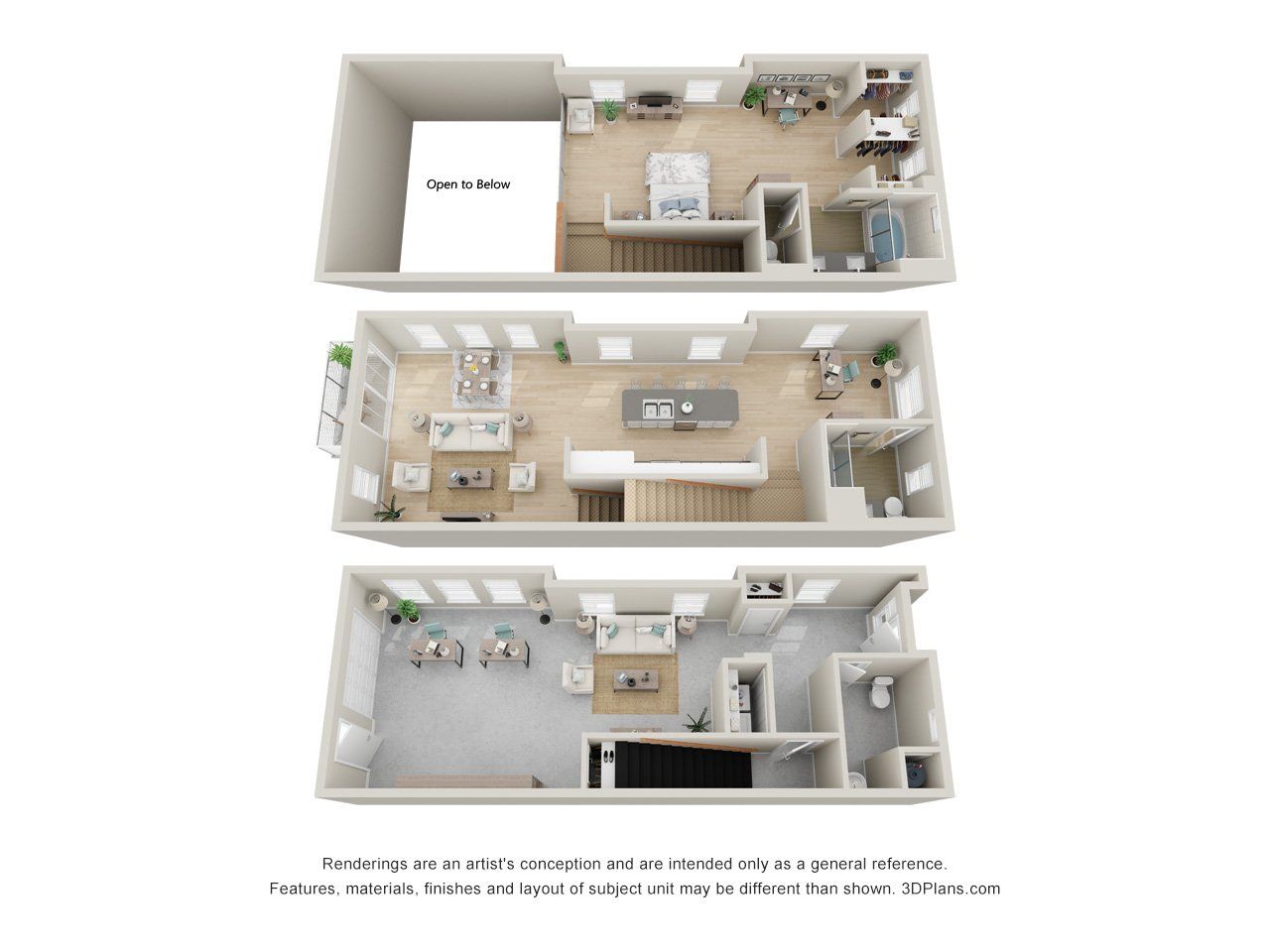 1 bed, 2.5 bath