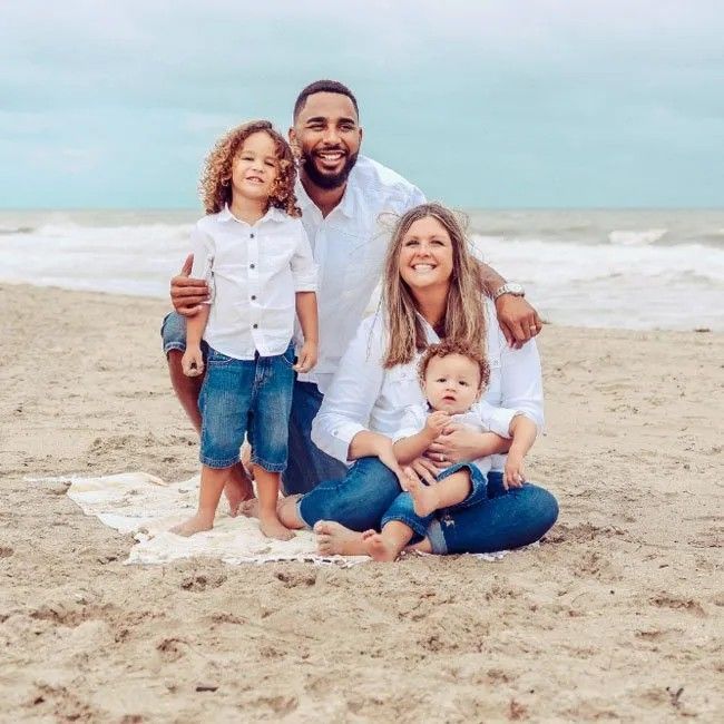 Parents and kids on a family beach holiday