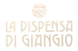 Logo con l'icona di un barattolo beige sopra la scritta “LA DISPENSA DI GIANIO” in lettere beige chiaro